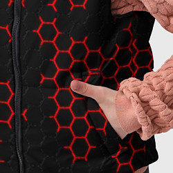 Детский жилет НАНОКОСТЮМ Black and Red Hexagon Гексагоны, цвет: 3D-красный — фото 2