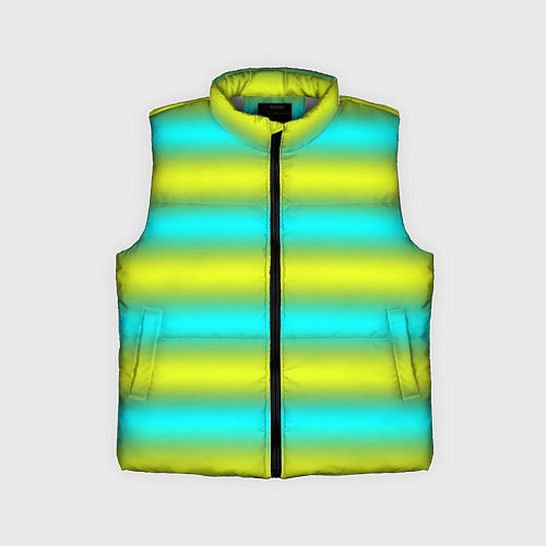 Детский жилет Бирюзово-желтые неоновые полосы / 3D-Светло-серый – фото 1
