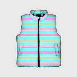 Детский жилет Pink turquoise stripes horizontal Полосатый узор, цвет: 3D-черный
