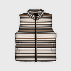 Детский жилет Горизонтальные коричневые бежевые черные полосы, цвет: 3D-светло-серый