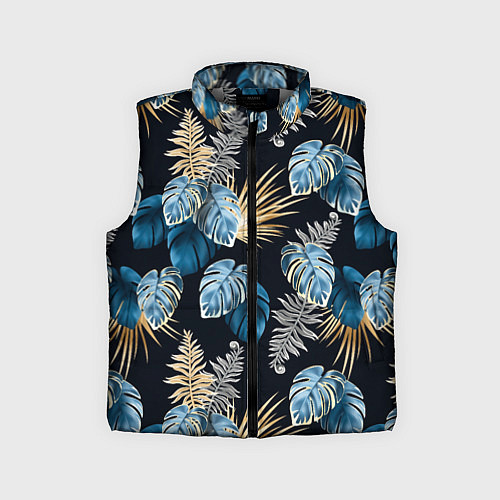 Детский жилет Свет неоновых листьев / 3D-Светло-серый – фото 1