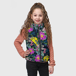 Детский жилет Цветы Фиолетовые Пионы, цвет: 3D-светло-серый — фото 2