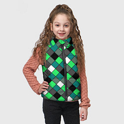 Детский жилет Геометрический узор в зеленых и черный тонах, цвет: 3D-светло-серый — фото 2