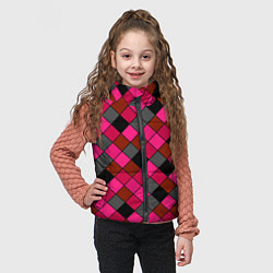 Детский жилет Розово-красный геометрический узор, цвет: 3D-светло-серый — фото 2