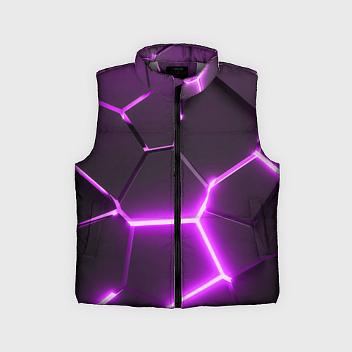 Детский жилет Фиолетовые неоновые геометрические плиты / 3D-Светло-серый – фото 1