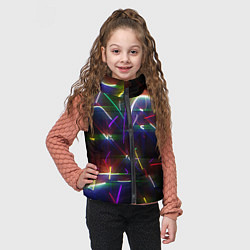 Детский жилет Разноцветные неоновые линии, цвет: 3D-черный — фото 2