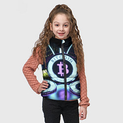 Детский жилет Неоновый светящийся биткоин, цвет: 3D-черный — фото 2