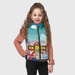 Детский жилет В Новогоднюю ночь Дед Мороз едет на скутере с пода, цвет: 3D-светло-серый — фото 2