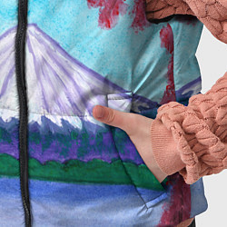 Детский жилет Цветение сакуры Фудзияма, цвет: 3D-черный — фото 2