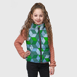 Детский жилет Зелёные и серые абстрактные кубы с оптической иллю, цвет: 3D-черный — фото 2
