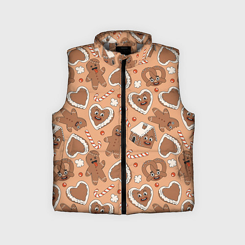 Детский жилет Новогодний паттерн с печеньем / 3D-Светло-серый – фото 1