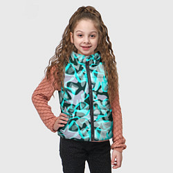 Детский жилет Пятнистый абстрактный узор серый с бирюзовыми лини, цвет: 3D-светло-серый — фото 2