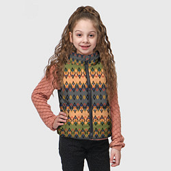 Детский жилет Желто-оливковый полосатый орнамент, цвет: 3D-красный — фото 2