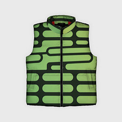 Детский жилет Зелёный прямоугольный паттерн на чёрном фоне, цвет: 3D-красный