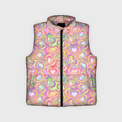 Детский жилет Узор сердечками в карамельных тонах, цвет: 3D-светло-серый