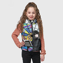 Детский жилет Уэнсдэй играет на виолончели на фоне окна, цвет: 3D-светло-серый — фото 2