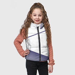Детский жилет Абстрактный белый и фиолетовый паттерн, цвет: 3D-черный — фото 2