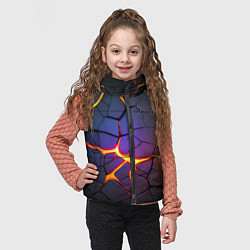 Детский жилет Неоновые трещины - лава, цвет: 3D-черный — фото 2