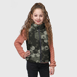 Детский жилет Зеленый камуфляж из сот, цвет: 3D-черный — фото 2