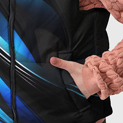 Детский жилет Абстрактные синие и белые линии на черном фоне, цвет: 3D-черный — фото 2