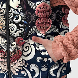 Детский жилет Irezumi style: девушка и синие узоры, цвет: 3D-черный — фото 2