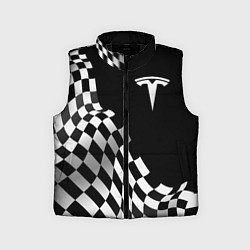 Детский жилет Tesla racing flag, цвет: 3D-черный