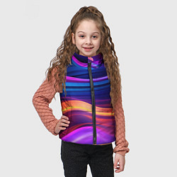 Детский жилет Волнистые неоновые линии, цвет: 3D-светло-серый — фото 2