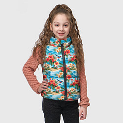 Детский жилет Гавайский стиль летние цветы, цвет: 3D-черный — фото 2