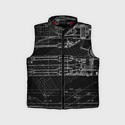 Детский жилет Чертеж ракеты на чёрном фоне, цвет: 3D-красный