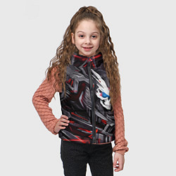 Детский жилет Красный улыбающийся кибер череп, цвет: 3D-черный — фото 2