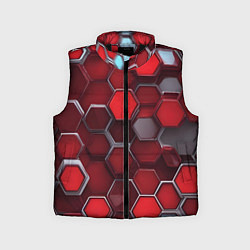 Детский жилет Cyber hexagon red, цвет: 3D-черный