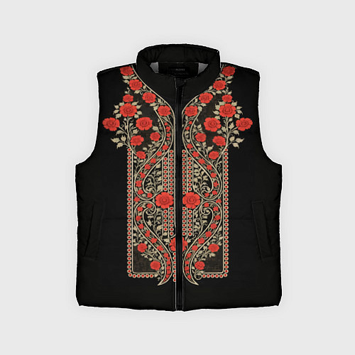 Детский жилет Растительный цветочный орнамент - красные розы на / 3D-Светло-серый – фото 1