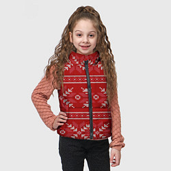 Детский жилет Красный вязаный узор свитера, цвет: 3D-черный — фото 2