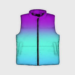 Детский жилет Фиолетовый бирюзовый голубой неоновый градиент, цвет: 3D-черный