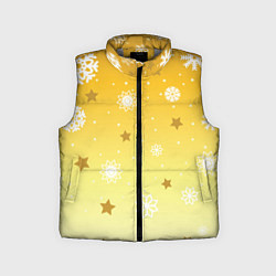 Детский жилет Снежинки и звезды на желтом, цвет: 3D-светло-серый