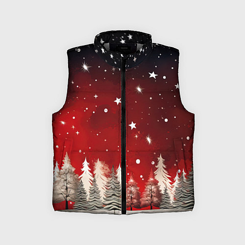 Детский жилет Морозное утро в деревне / 3D-Светло-серый – фото 1