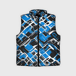 Детский жилет Синие фигуры и белые линии, цвет: 3D-светло-серый