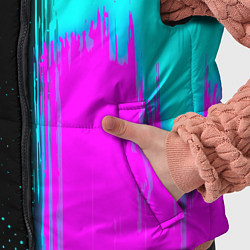 Детский жилет Арина и неоновый герб России по-вертикали, цвет: 3D-черный — фото 2