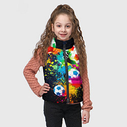 Детский жилет Разноцветные футбольные мячи, цвет: 3D-черный — фото 2
