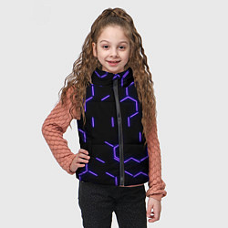 Детский жилет Фиолетовые неоновые неполные гексагоны, цвет: 3D-черный — фото 2