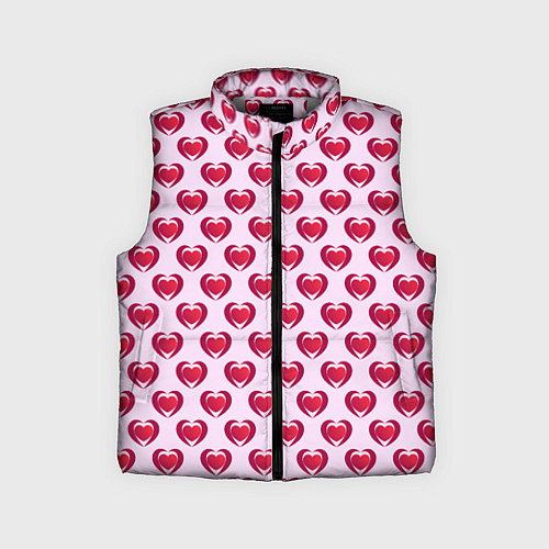 Детский жилет Двойное сердце на розовом фоне / 3D-Светло-серый – фото 1