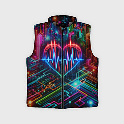 Детский жилет Неоновое сердце - кардиограмма, цвет: 3D-светло-серый