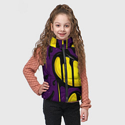 Детский жилет Желтые яркие пятна краски на фиолетовом, цвет: 3D-светло-серый — фото 2