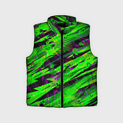 Детский жилет Зеленые узоры паттерны, цвет: 3D-светло-серый