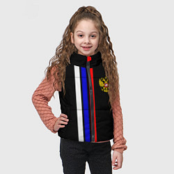Детский жилет Герб РФ триколор полосы, цвет: 3D-черный — фото 2