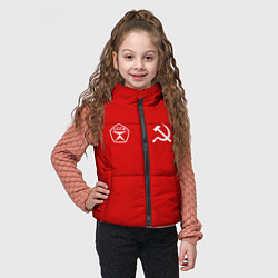 Детский жилет СССР гост три полоски на красном фоне, цвет: 3D-черный — фото 2