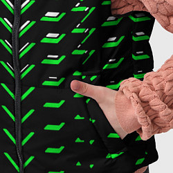 Детский жилет Зелёно-белые полосы на чёрном фоне, цвет: 3D-черный — фото 2