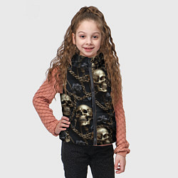 Детский жилет Прикованные золотой цепью черепа, цвет: 3D-черный — фото 2