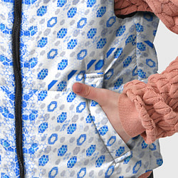 Детский жилет Синие киберпанк ячейки на белом фоне, цвет: 3D-светло-серый — фото 2