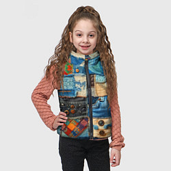 Детский жилет Vanguard denim patchwork - ai art, цвет: 3D-красный — фото 2